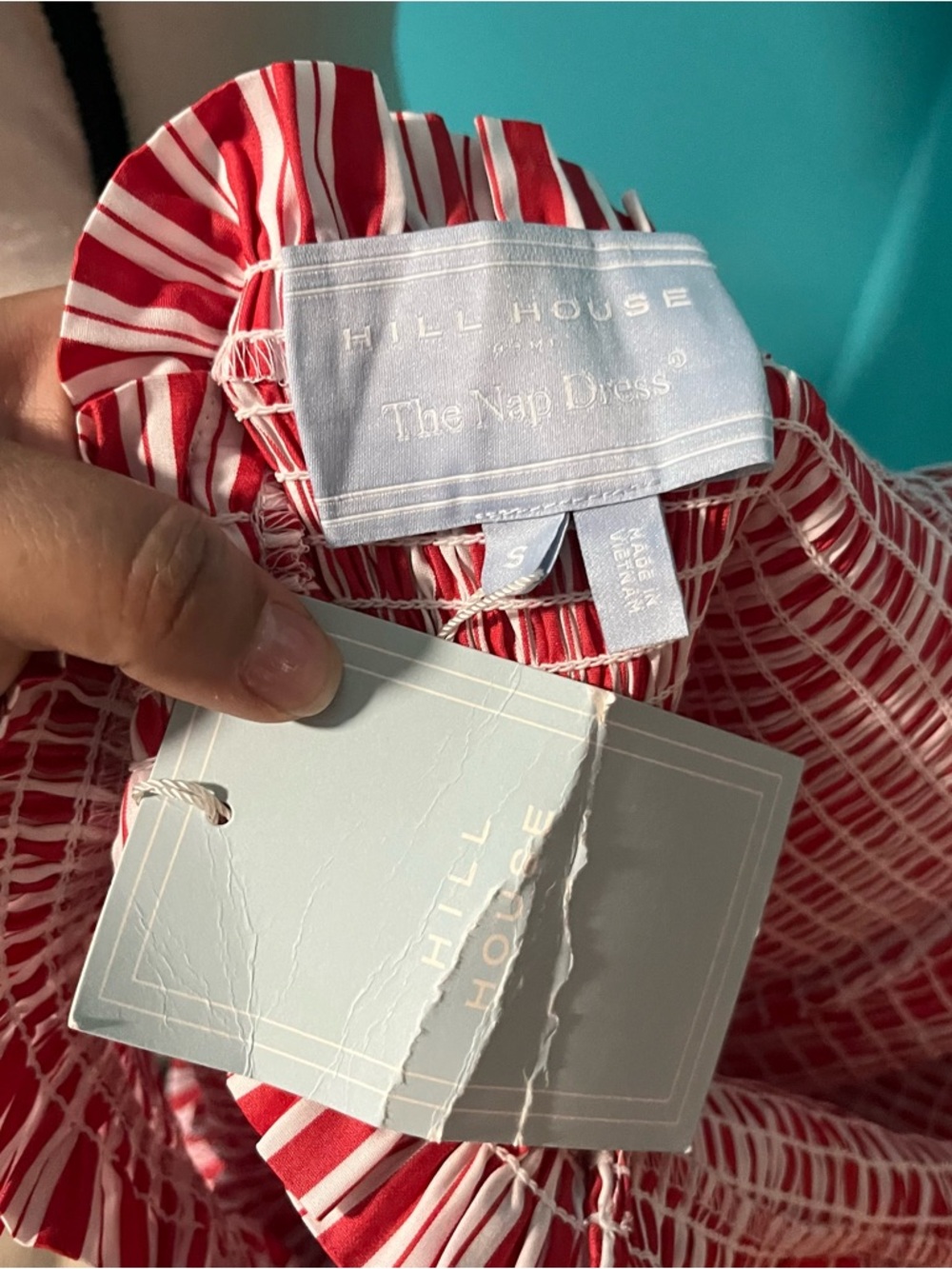 NWT Hill House S Red White Striped Ellie Nap Dress Tiered Ruffle Midi - Picture 8 of 8